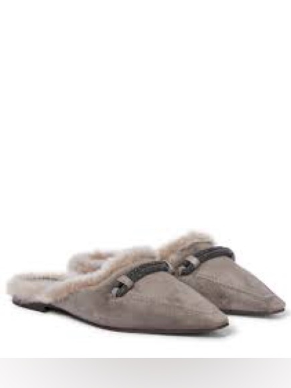 Brunello Cucinelli Suede and Shearling Slipper Grey Size 40